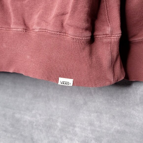 Vans Off The Wall Mens Maroon Hoodie Sweatshirt XL V Neck Distressed Pullover - Picture 3 of 7